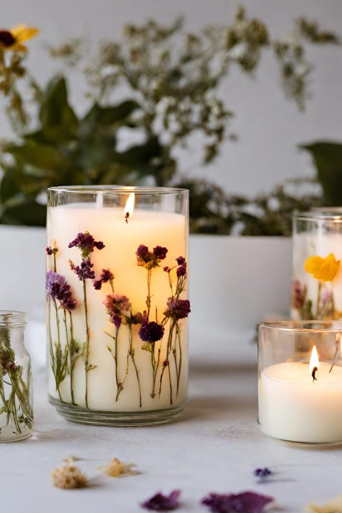DIY Pressed Flower Candles