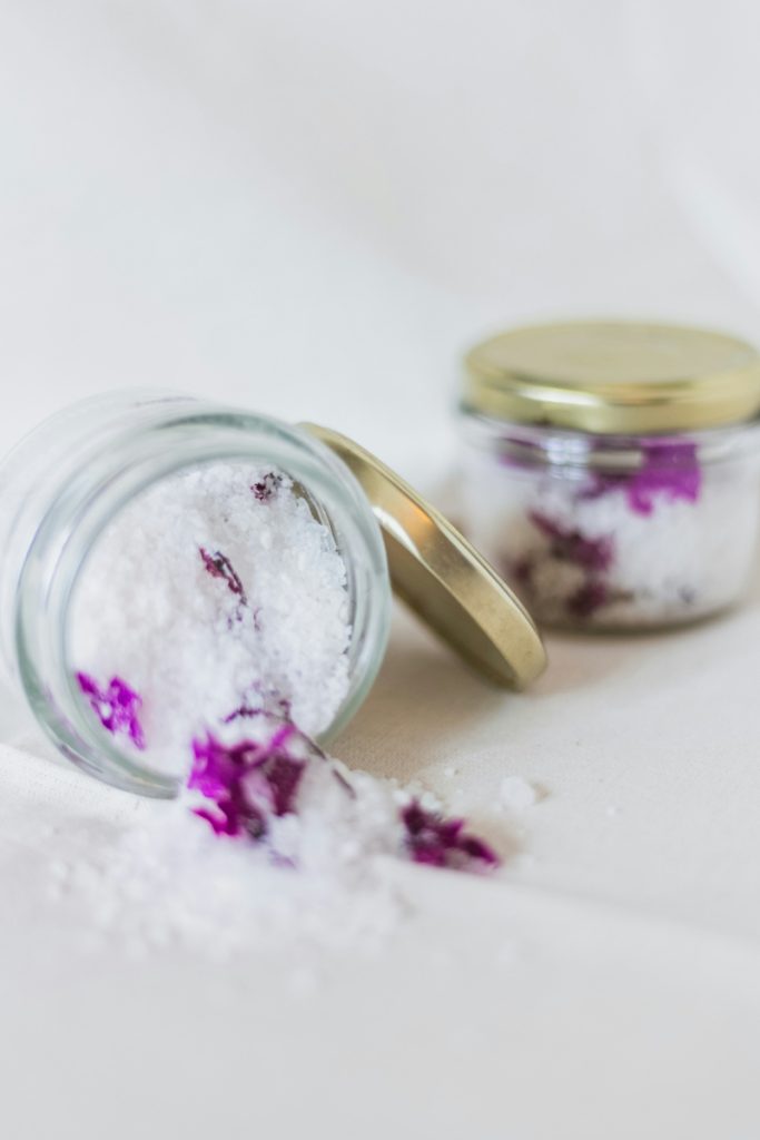 Homemade Bath Salt with Rose Petals
